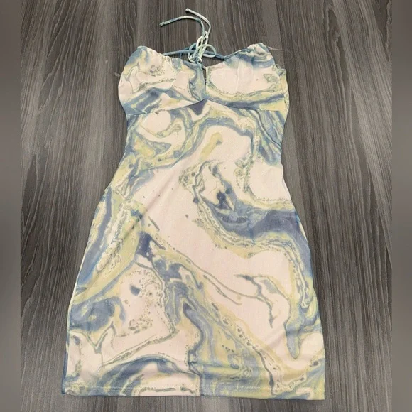 Blue Blush Mini Dress Women’s Size Medium Criss Cross Tie Back - Picture 2 of 8